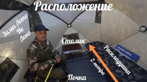 Расположение раскладушки, печки, столика в палатке зима лето, Медведь, не Лонг.