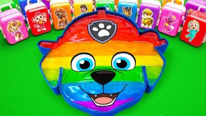 Готовим ванну со слизью Rainbow Paw Patrol, смешивая желейную слизь и ГЛИНЯНЫЕ яйца