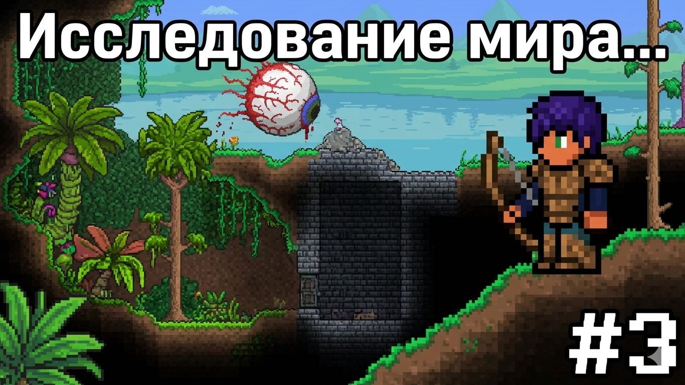 Данж скелетрона, попытка убить Глаз Ктулху, Джунгли. Прохождение за стрелка. Terraria Pt.3