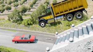 Автомобили против ступенек на дороге #9 в BeamNG Drive!