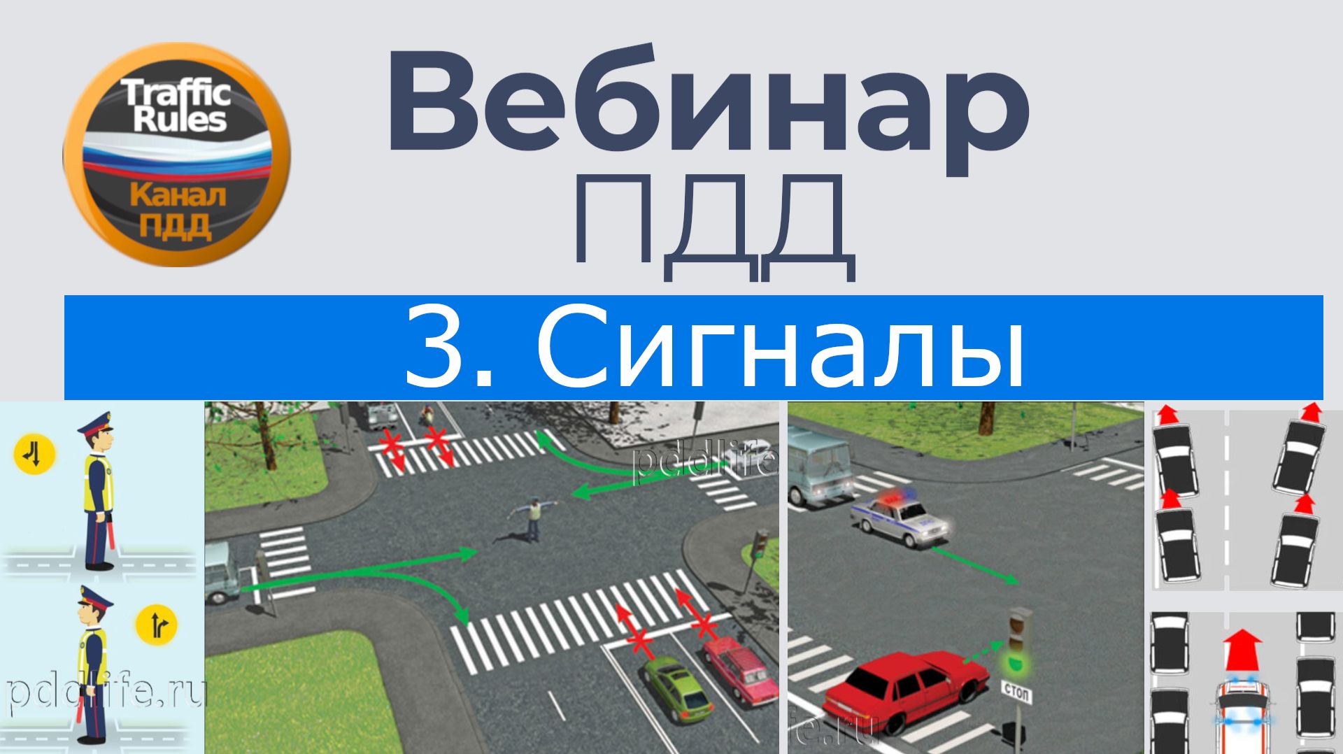 Полный курс пдд 2026 Вебинар 3 Сигналы светофора регулировщика спец смотреть онлайн