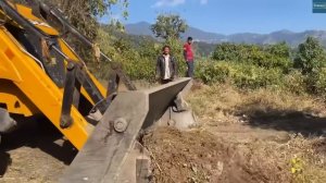 CRAZY Transformation! Abandoned Damaged Road to Drivable Road-Driving JCB Backhoe on it