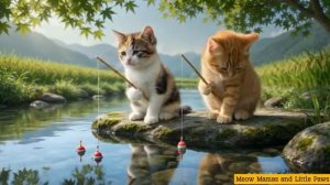 Рыжая мама-кошка была в замешательстве# настоящий котенок из ситца против фальшивого, мя