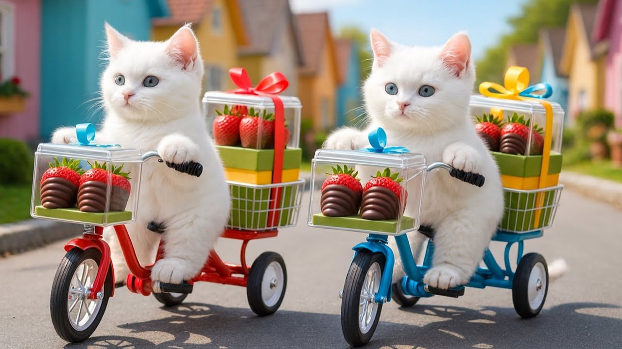 Котёнок тайно продаёт клубничный шоколад, чтобы купить цветы для мамы-кошки 🐱🍓