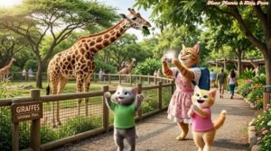 🐾Милая мама-кошка приводит своих игривых котят в зоопарк 🦁🐘 Милое и захватывающее исс