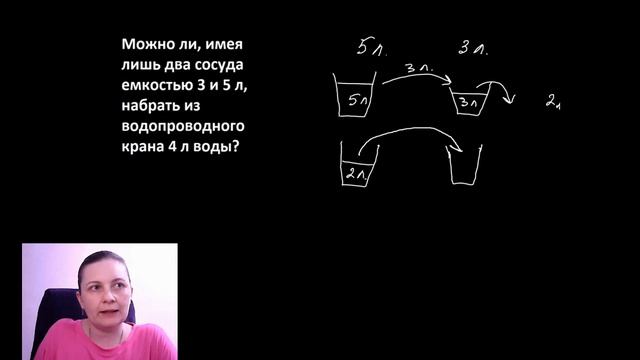 Можно ли, имея лишь два сосуда емкостью 3 и 5 л, набрать из водопроводного крана 4 л воды?