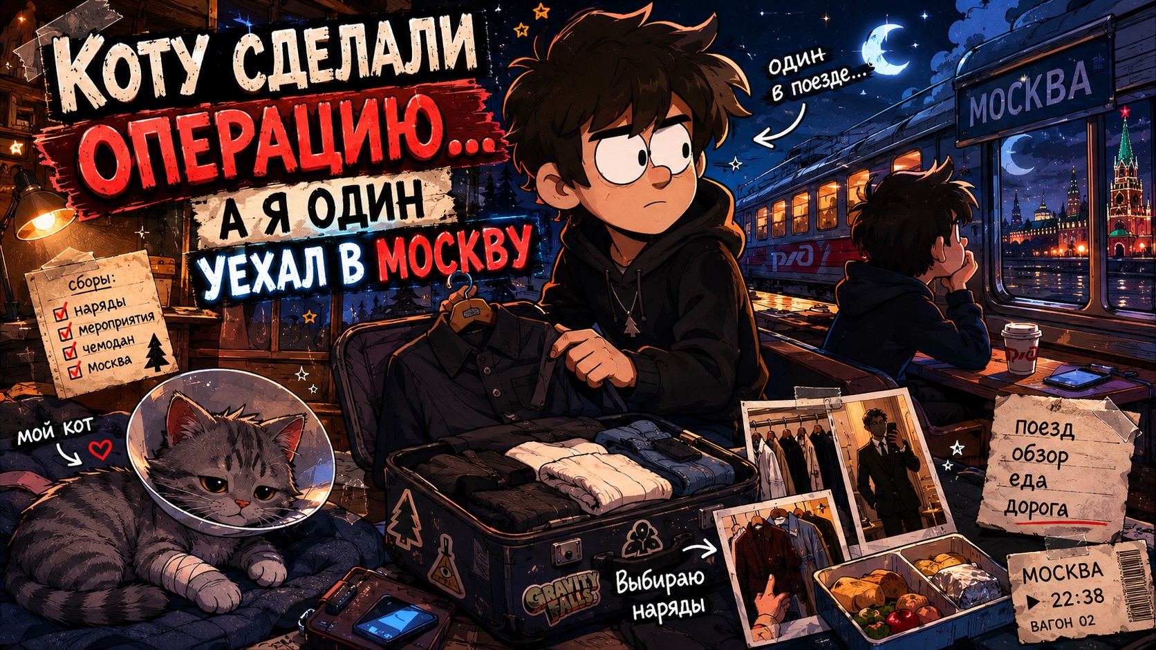«Собираюсь в Москву: операция кота, выбор образов и ночь одному в поезде» смотреть онлайн