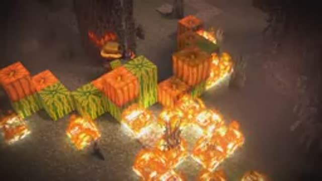 Схватка в Палом саду жители, пиллагеры и армия Creaking — Minecraft‑анимация