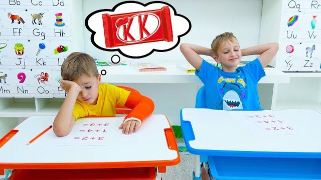 Влад и Ники. Первый день в школе — смешные видео для детей