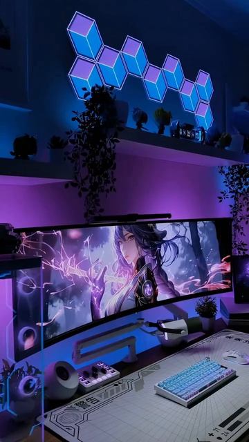💜💙💀🔥#gamingsetup#gamingroom#deskgoals#pcsetup#desksetup#desk#deskdecor#gamingpc#pc#setupgame