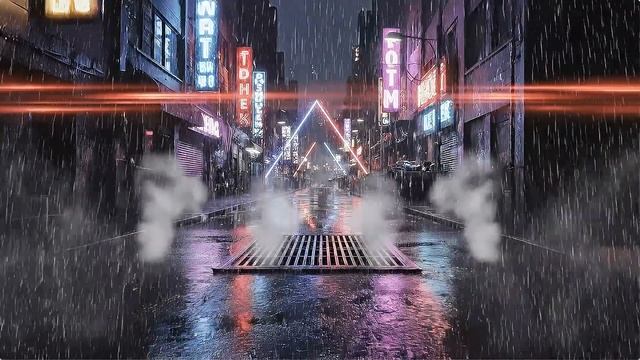 Rainy Neon Night 🌧️ 1 Hour Cyberpunk Lofi Synthwave BGM ｜ Neon Horizon