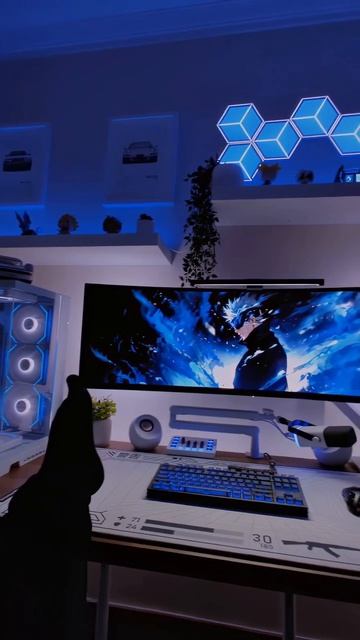 Blue Dream 💙🤍#gamingsetup#gamingroom#deskgoals#pcsetup#desksetup#desk#deskdecor#gamingpc#pc