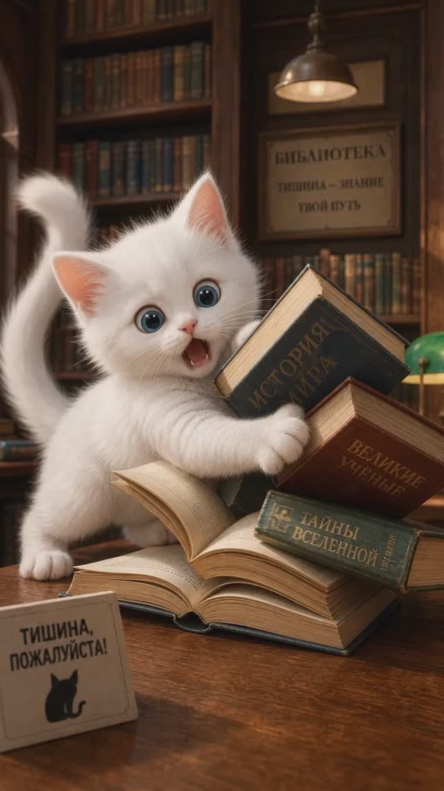 котёнок "Снежок" в библиотеке