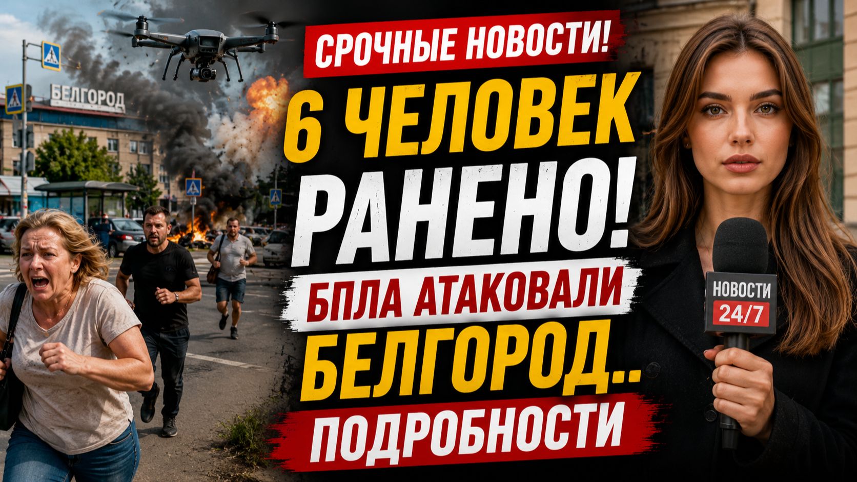 6 ЧЕЛОВЕК РАНЕНО! БПЛА АТАКОВАЛИ БЕЛГОРОД..ПОДРОБНОСТИ6