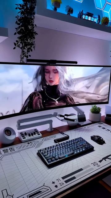 🤍🩵☁️💀#gamingsetup#gamingroom#deskgoals#pcsetup#desksetup#desk#deskdecor#gamingpc#pc#setupgame