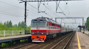 ТЭП70-0367 с поездом 350В Костомукша - Санкт-Петербург на платформе Новая Охта