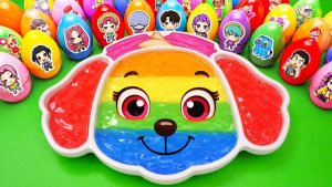 Готовим ванну со слизью Rainbow Paw Patrol, смешивая желейную слизь и ГЛИНЯНЫЕ яйца