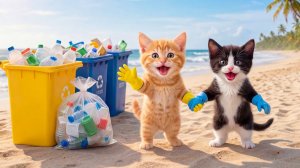 Мама-кошка подстригает шерсть на ферме и делает тигровую шапку для котят дома🐾🎩🐯