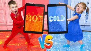 Five Kids Hot vs Cold Challenge с папой + другие детские песни и видео