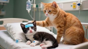 ❄️🐾 Мама-кошка заботится о своем больном котенке после снежного дня — теплая чаша любви 💛