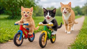 Мама-кошка кропотливо делает новый велосипед для своего умного котенка 🐱🥟🚲 # Душевная история