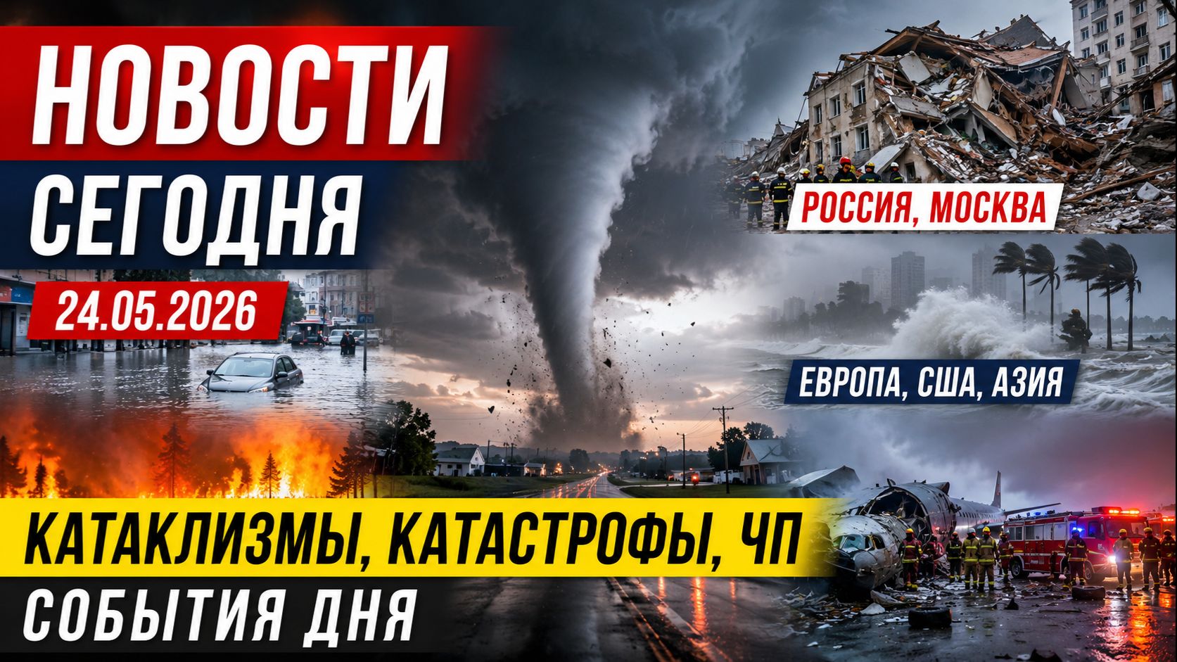 🔴 НОВОСТИ СЕГОДНЯ 24.05.2026: Катаклизмы, ЧП и Катастрофы | Россия, Европа, США, Азия смотреть онлайн
