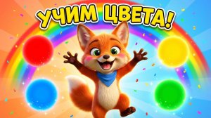 🌈 Учим Цвета с Рыжиком! 🦊 Песенка для Малышей | Красный Жёлтый Синий Зелёны