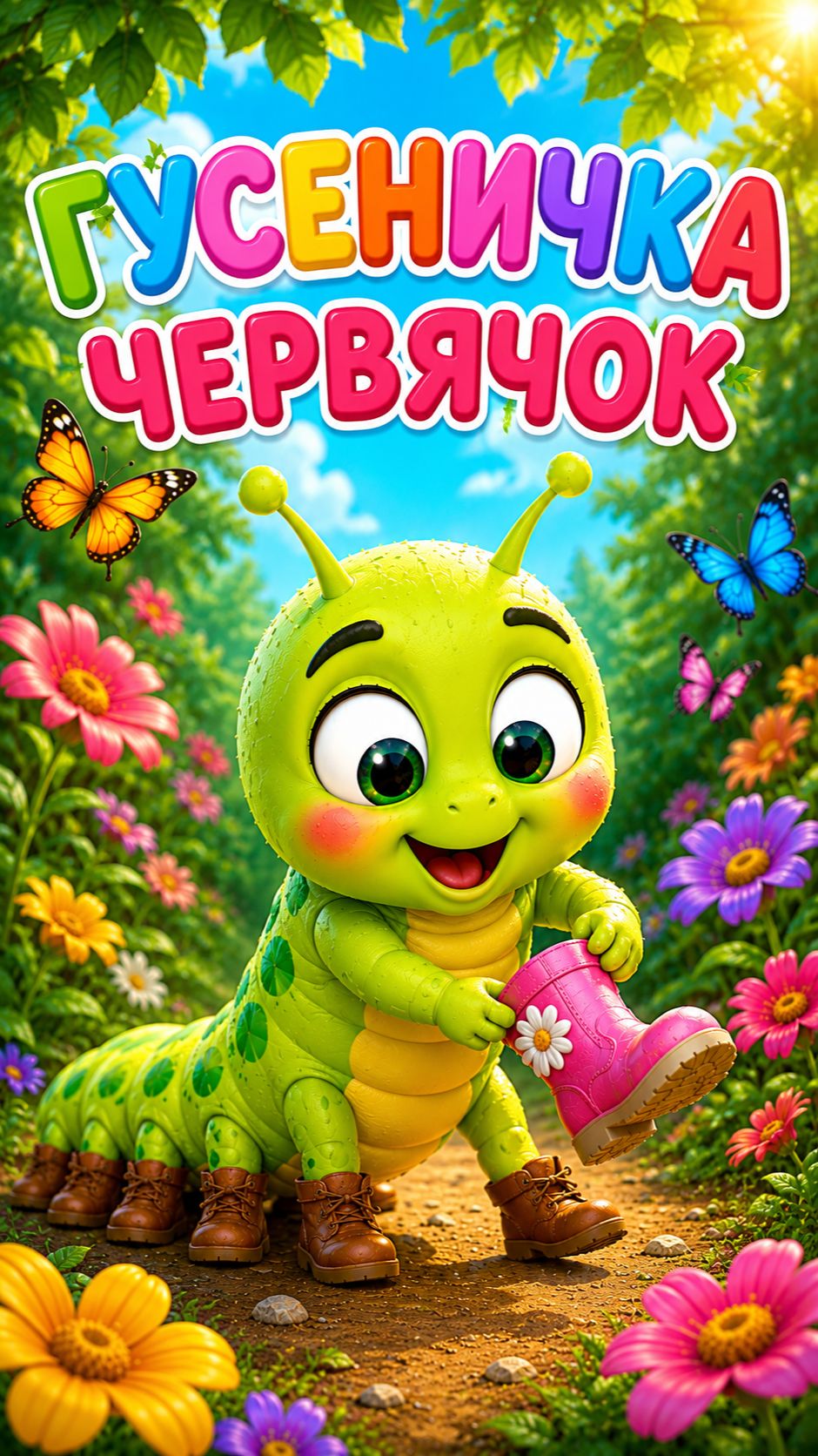Гуснечка Червячок - Мультик Песенка про милую гусеничку для малышей!