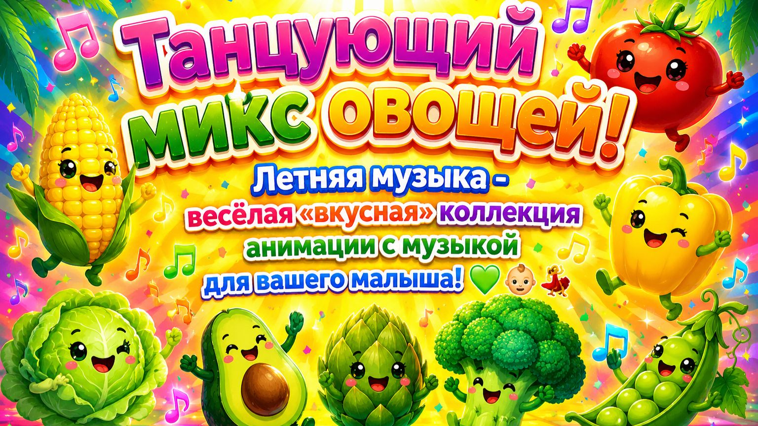 Танцующий микс овощей! 🍅🎶 Летняя музыка - весёлая коллекция анимации с музыкой для вашего малыша!