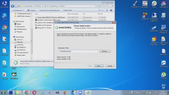 Установка Anaconda3 + PyCharm, запуск под Python 3.8 смотреть онлайн