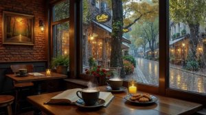 УСПОКАИВАЮЩИЙ ДОЖДЬ ЗА ОКНОМ ☕ УЮТНОЕ КАФЕ ДЛЯ СНА И РАССЛАБЛЕНИЯ