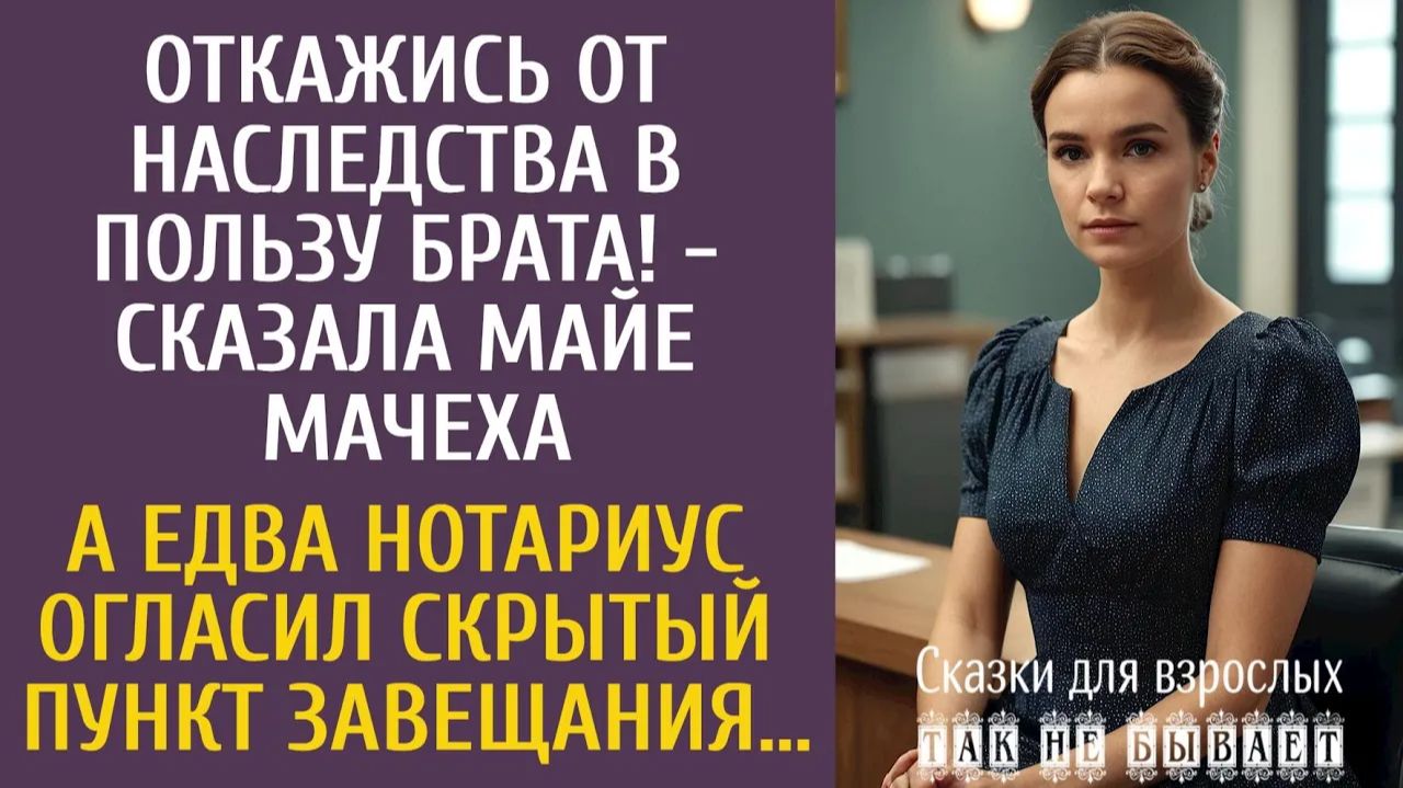 Истории из жизни: Откажись от наследства в пользу брата! - сказала Майе мачеха… А едва нотариус…