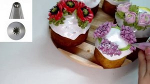 Сирень из Белково Заварного крема Оформление куличей Танинторт