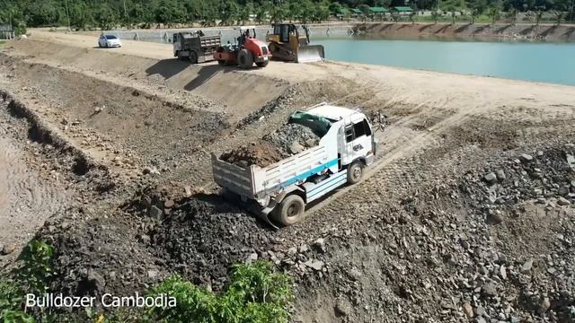 NEW PROJECT! THE BEST WORK FAST DOZER CAT D6R2 PUSHING CLEARING SOIL MAKE NEW ROAD DAM CONSTRUCTION смотреть онлайн