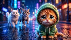 Потерявшийся Рыжий котенок в Большом городе... 😿🌃