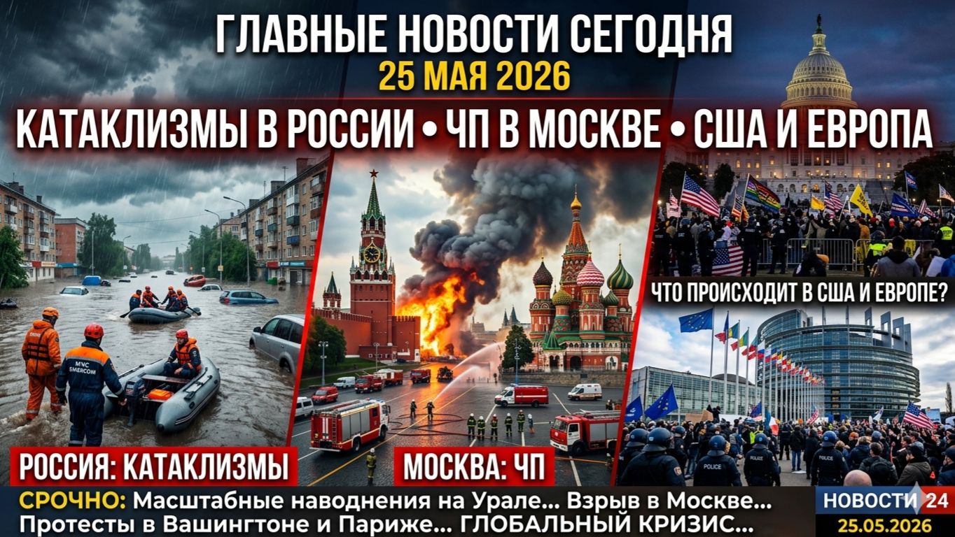 Новости сегодня 25 мая 2026: Главные события, катаклизмы и чрезвычайные происшествия в мире смотреть онлайн