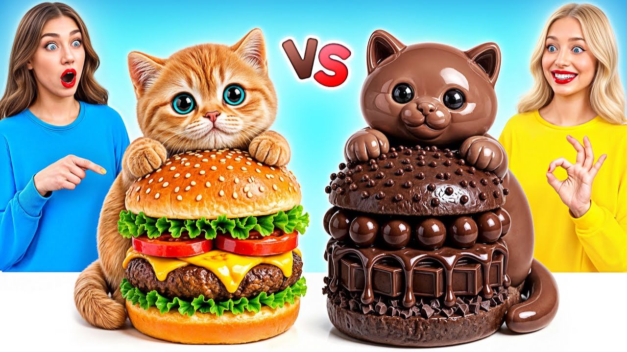 Челлендж. Шоколадная Еда vs Настоящая еда Простые Кулинарные Лайфхаки смотреть онлайн