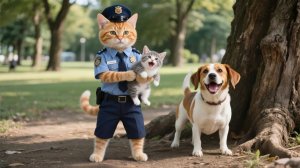 🐾 Мама-кошка помогает котенку Джинджер стать отважным полицейским 🚓✨