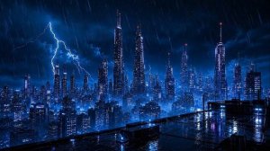 Rooftop Storm over Neo Tokyo 🌧️⚡ 1 Hour Melancholic Cyberpunk Synthwave BGM ｜ Neon Horizon-(1080p24