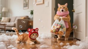 Это КАТАСТРОФА! Котенок один дома вызывает ХАОС... Реакция мамы бесценна! 😱Оригинальная анимация