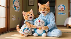 🌙 Мама-кошка работает допоздна, чтобы купить плюша Дораэмона для котенка Джинджер 🧸🐱