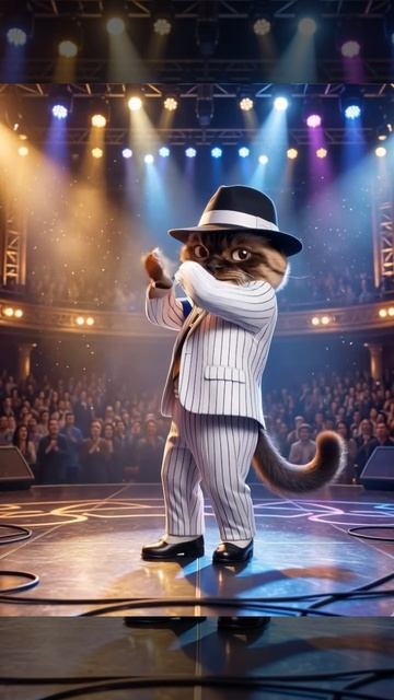 Танцы кота Кими в белом костюме