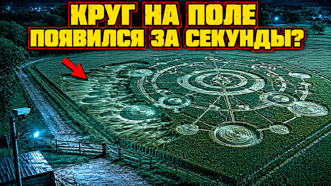 Камера наблюдения фермера сняла как ночью на поле за секунды появился странный и сложный узор