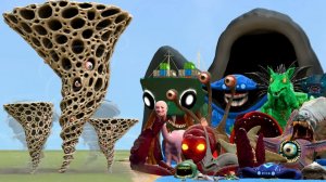 Новый монстр трипофобии торнадо против всех морских монстров в Garry's Mod