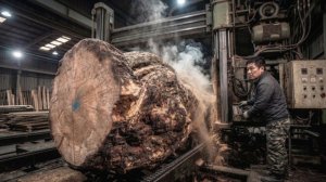Опасная деревообработка. Из гигантского дерева в роскошный стол.