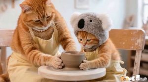 Самая милая поделка года! Первый урок гончарного дела для котенка, который сделает пода