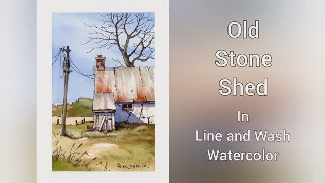 Line and wash watercolor demo. Old Stone Barn, Great for beginners. Peter Sheeler смотреть онлайн