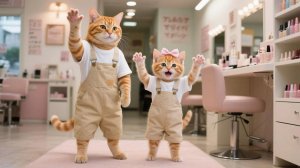 🐱✨ Мама-кошка вместе с котенком Джинджер работают в маникюрном салоне 💅🐾