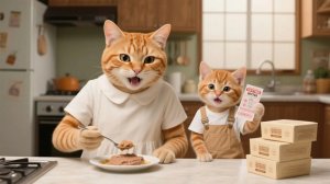 Мама-кошка с рыжим котенком делят приз с брошенными кошками 🐾 # Смешные видео о кошках