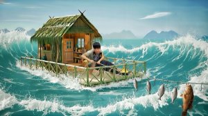 Выживание на плоту из мусора 5 серия с собакой / Огромная леска с множеством крючков и приготовление